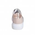 Scarpa stringata da donna con plantare estraibile e paillettes in pelle rosa e laminata rame zeppa 4 - Misure disponibili: 43, 44, 46