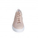 Scarpa stringata da donna con plantare estraibile e paillettes in pelle rosa e laminata rame zeppa 4 - Misure disponibili: 43, 44, 46
