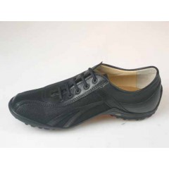 Zapato de sport para hombre con cordones en piel y tejido negro - Tallas disponibles:  36, 46 2