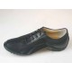 Men's sports shoe with laces in black leather and fabric - Available sizes:  36, 46