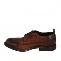Zapato derby de alta calidad con cordones y punta de ala para hombres en piel cognac - Tallas disponibles:  36, 37, 38, 46, 47, 48, 49, 50, 51, 52, 53, 54