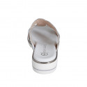 Woman's mule with elastic band and button in white and silver leather wedge heel 3 - Available sizes:  32, 34, 35, 42, 43, 44, 46