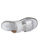 Woman's mule with elastic band and button in white and silver leather wedge heel 3 - Available sizes:  32, 34, 35, 42, 43, 44, 46