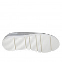 Scarpa stringata con cerniere in pelle bianca e pelle laminata argento zeppa 4 - Misure disponibili: 32, 42, 43, 44