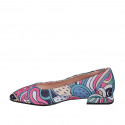 Woman's pointy ballerina shoe in multicolored fabric with rhinestones heel 2 - Available sizes:  32, 33, 34, 35, 42, 43, 45