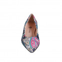 Woman's pointy ballerina shoe in multicolored fabric with rhinestones heel 2 - Available sizes:  32, 33, 34, 35, 42, 43, 45
