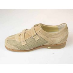 Chaussure sportif por hommes avec velcro en daim et tissu beige - Pointures disponibles:  36, 37 2