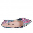 Woman's pointy ballerina shoe in multicolored fabric with rhinestones heel 2 - Available sizes:  32, 33, 34, 35, 42, 43, 45