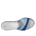 Mule pour femmes en daim bleu clair, bleu gris et bleu talon compensé 4 - Pointures disponibles:  33, 34, 35