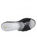 Mule pour femmes en cuir noir talon compensé 4 - Pointures disponibles:  33, 34, 35, 43
