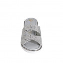 Mule pour femmes avec boucles réglables en daim imprimé lamé argent talon compensé 4 - Pointures disponibles:  33, 34, 35