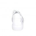 Scarpa stringata da donna in pelle bianca e stampata floreale viola con plantare estraibile zeppa 4 - Misure disponibili: 42, 43, 46