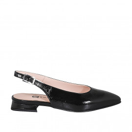 Chaussure ouverte au talon à bout pointu pour femmes en cuir verni noir avec talon 2 - Pointures disponibles:  35, 42, 43, 44