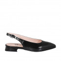 Chaussure ouverte au talon à bout pointu pour femmes en cuir verni noir avec talon 2 - Pointures disponibles:  35, 42, 43, 44