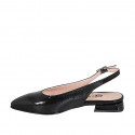 Chaussure ouverte au talon à bout pointu pour femmes en cuir verni noir avec talon 2 - Pointures disponibles:  35, 42, 43, 44