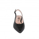 Chaussure ouverte au talon à bout pointu pour femmes en cuir verni noir avec talon 2 - Pointures disponibles:  35, 42, 43, 44