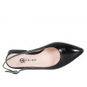 Chaussure ouverte au talon à bout pointu pour femmes en cuir verni noir avec talon 2 - Pointures disponibles:  35, 42, 43, 44