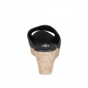 Mule pour femmes en cuir noir avec plateforme et talon compensé 7 - Pointures disponibles:  33, 34, 35, 42, 43