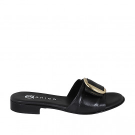 Mule pour femmes avec boucle en cuir noir talon 2 - Pointures disponibles:  34, 35, 42, 43, 44, 45