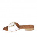 Woman's mules with buckle in white leather heel 2 - Available sizes:  33, 34, 42, 43, 44, 45