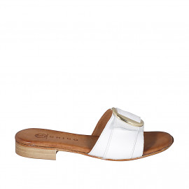 Sabot da donna con fibbia in pelle bianca tacco 2 - Misure disponibili: 33, 34, 42, 43, 44, 45