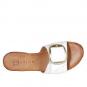 Woman's mules with buckle in white leather heel 2 - Available sizes:  33, 34, 42, 43, 44, 45