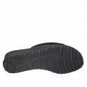 Woman's mule with elastic band in black leather wedge heel 4 - Available sizes:  32, 34, 35