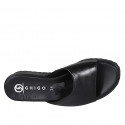 Woman's mule with elastic band in black leather wedge heel 4 - Available sizes:  32, 34, 35