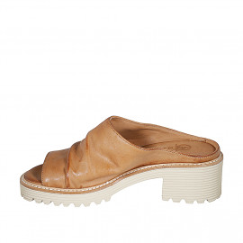 Sabot pour femmes en cuir cognac talon 4 - Pointures disponibles:  35, 42, 45 2