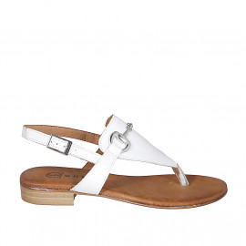 Sandale entredoigt pour femmes en cuir blanc avec accessoire talon 2 - Pointures disponibles:  32, 33, 35, 42, 43, 44, 45