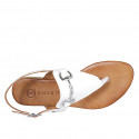 Sandale entredoigt pour femmes en cuir blanc avec accessoire talon 2 - Pointures disponibles:  32, 33, 35, 42, 43, 44, 45