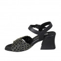 Sandale pour femmes avec courroie en cuir noir avec filet or talon 6 - Pointures disponibles:  32, 33, 34, 42, 43, 44, 45