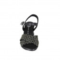 Sandale pour femmes avec courroie en cuir noir avec filet or talon 6 - Pointures disponibles:  32, 33, 34, 42, 43, 44, 45