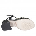 Sandale pour femmes avec courroie en cuir noir avec filet or talon 6 - Pointures disponibles:  32, 33, 34, 42, 43, 44, 45