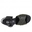 Sandale pour femmes avec courroie en cuir noir avec filet or talon 6 - Pointures disponibles:  32, 33, 34, 42, 43, 44, 45