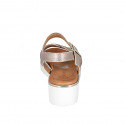 Sandale pour femmes en cuir lamé cuivre avec courroie talon compensé 4 - Pointures disponibles:  33, 42, 43, 44, 45
