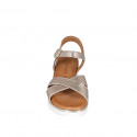 Sandale pour femmes en cuir lamé cuivre avec courroie talon compensé 4 - Pointures disponibles:  33, 42, 43, 44, 45