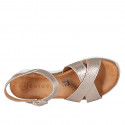Sandale pour femmes en cuir lamé cuivre avec courroie talon compensé 4 - Pointures disponibles:  33, 42, 43, 44, 45