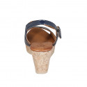 Sandale pour femmes en cuir verni bleu avec courroie, plateforme et talon compensé 7 - Pointures disponibles:  33, 34, 35