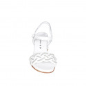 Sandale pour femmes en cuir et rafia blanc avec courroie à la cheville et strass talon 5 - Pointures disponibles:  35, 43, 44