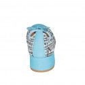 Woman's ballerina with bow and captoe in light blue suede and multicolored fabric heel 4 - Available sizes:  32, 33, 35, 42, 43, 45