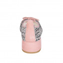 Woman's ballerina with bow and captoe in pink suede and multicolored fabric heel 4 - Available sizes:  32, 35
