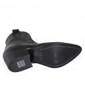 Woman's Texan ankle boot with zipper and embroidery in black leather heel 5 - Available sizes:  32, 33, 34, 35, 43, 44, 46