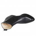 Woman's Texan ankle boot with zipper and embroidery in black leather heel 5 - Available sizes:  32, 33, 34, 35, 43, 44, 46