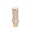 Bottine Texan pour femmes avec fermeture éclair, elastique et bout brodé en daim taupe talon 5 - Pointures disponibles:  32, 33, 35, 42, 43, 44, 45, 46, 47