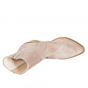 Bottine Texan pour femmes avec fermeture éclair, elastique et bout brodé en daim taupe talon 5 - Pointures disponibles:  32, 33, 35, 42, 43, 44, 45, 46, 47