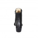 Woman's Texan ankle boot with zipper, elastic band and embroidered captoe in black leather heel 5 - Available sizes:  32, 33, 34, 35, 42, 43, 46