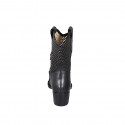Bottines texane avec demi fermeture èclair en cuir et cuir perforé noir talon 5 - Pointures disponibles:  32, 33, 34, 43, 44, 46, 47