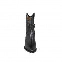 Bottines texane avec demi fermeture èclair en cuir et cuir perforé noir talon 5 - Pointures disponibles:  32, 33, 34, 43, 44, 46, 47