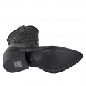 Bottines texane avec demi fermeture èclair en cuir et cuir perforé noir talon 5 - Pointures disponibles:  32, 33, 34, 43, 44, 46, 47